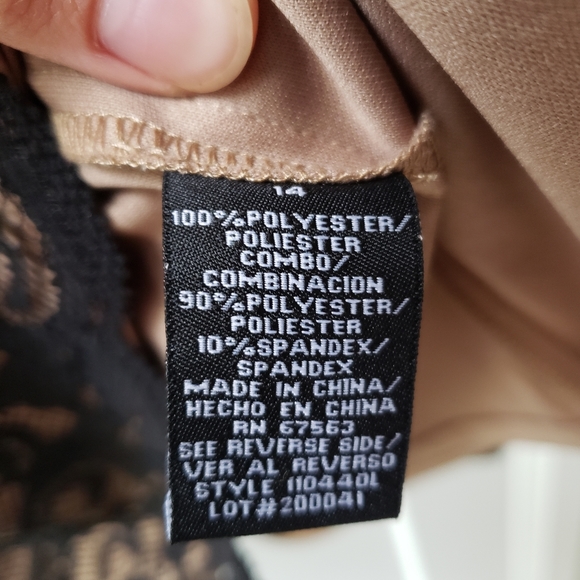 Collection Dressbarn Lace Satin Sheath Dress Cocktail Party Nude Black Size 14 - Picture 3 of 7